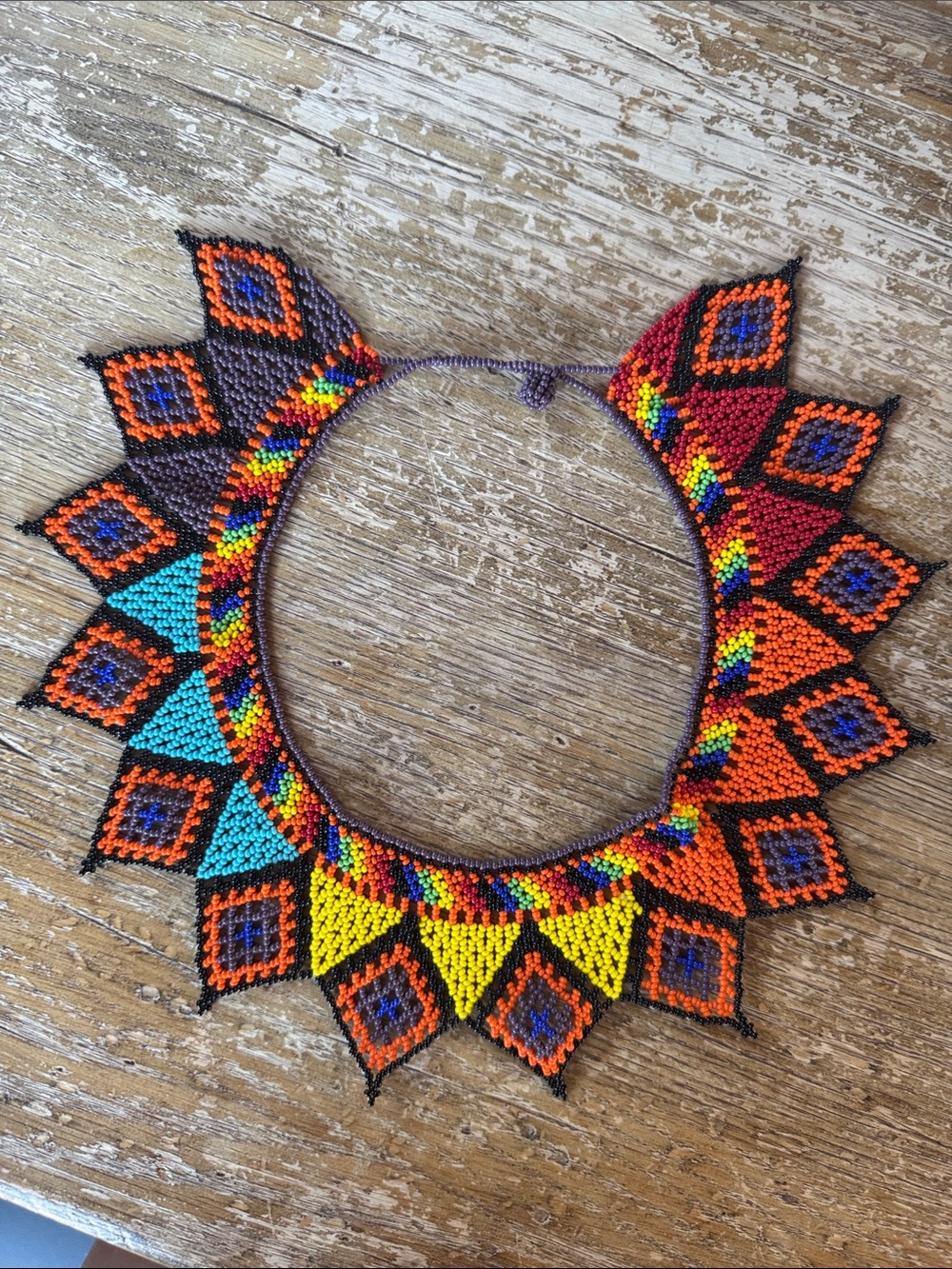Handcrafted Multicolor Beaded Statement Necklace - Vibrant Tribal Design Panama